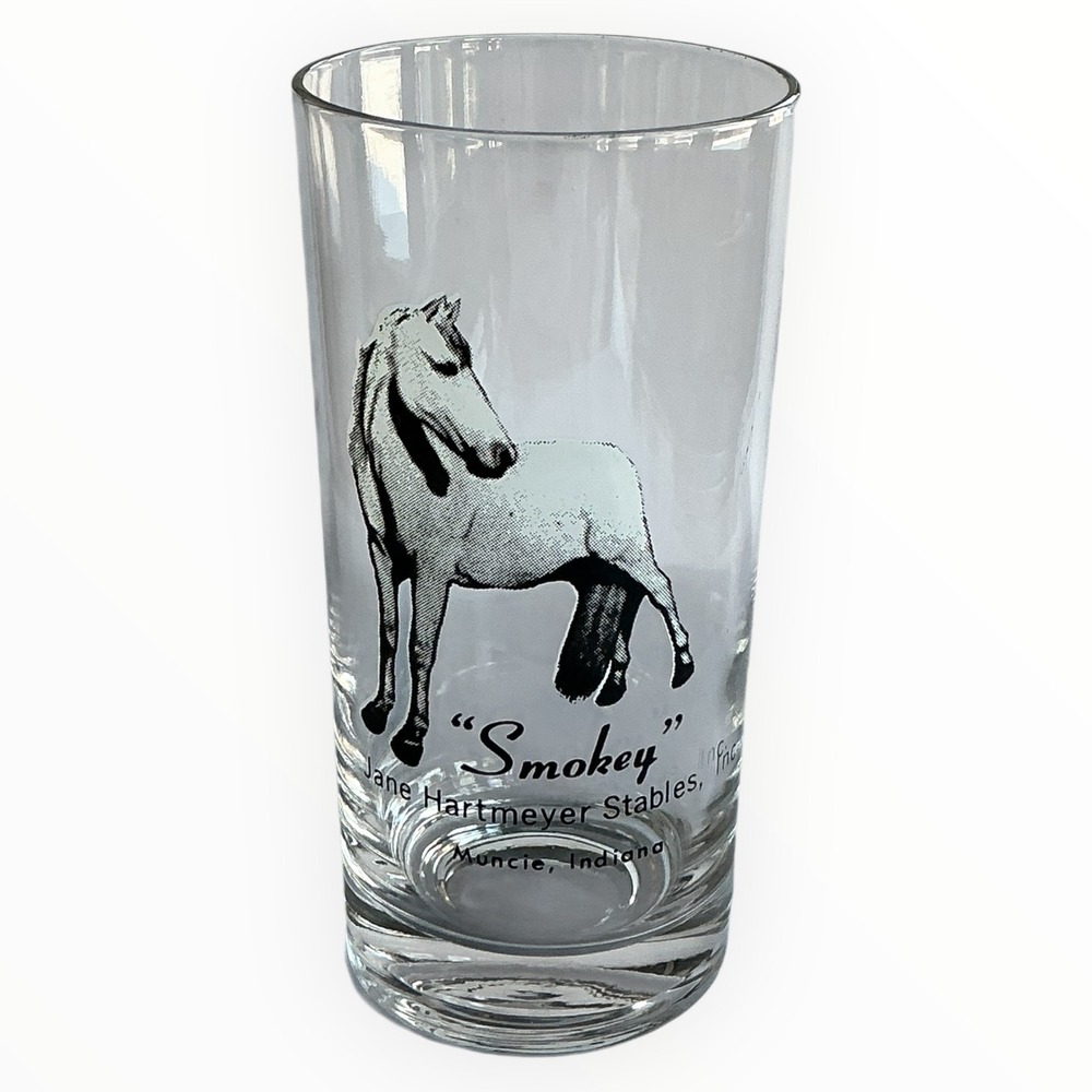 Smokey Horse Highball Glass Jane Hartmeyer Stables‎ Muncie Indiana